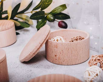 Unfinished Round Wooden Box with Lid: Craft Storage
