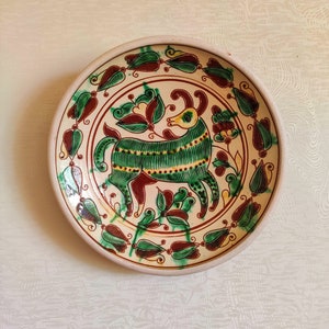 コシフ陶器 / ウクライナの平和 / ヴィンテージ壁装飾 / 絵が描かれた粘土皿 / 鹿の描かれた壁皿 / 装飾用陶器皿