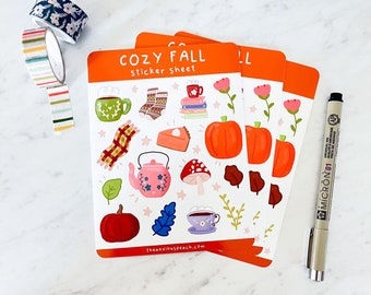 Cozy Fall Sticker Sheet / Bullet Journal Stickers / Planner Stickers / Scrapbooking