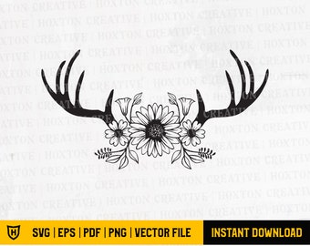 Download Floral Antlers Svg Etsy