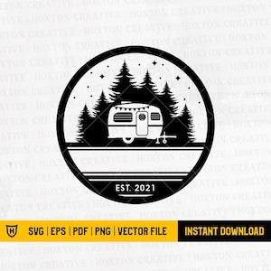 Vintage Retro Camper Svg File | Camping Sign Svg | Family Monogram Svg | Campers Shirt | Cutting Files