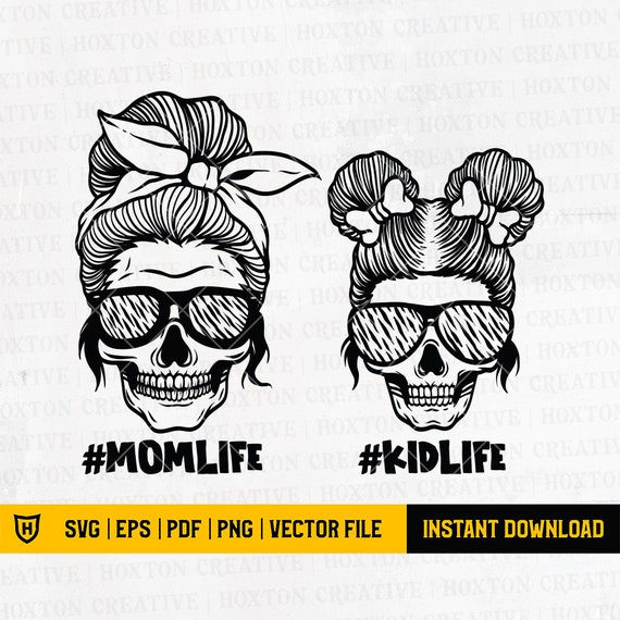 Download Mom Life Kid Life Svg File Mom Skull Svg Messy Bun Skull ...