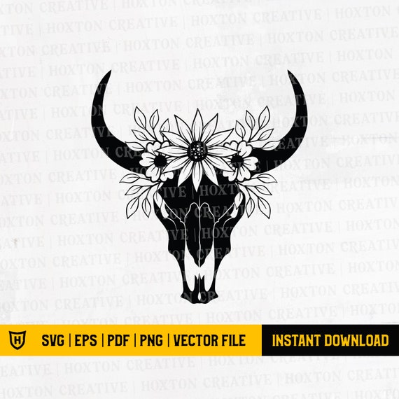 Cow Skull With Flowers Svg File Cow Skull Svg File Cow - Etsy UK