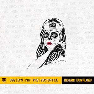 Sugar Skull Svg | Gothic Girl Svg File | Catrina svg | Lady Dead Svg | Halloween Svg | Skull Woman Svg | Lady Skull Svg | Cutfiles