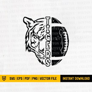 Tiger Svg | Tiger Clipart | Tiger Silhouette | Tiger Football Svg | Tiger Head Svg | Tiger Face Svg | Tiger Vector