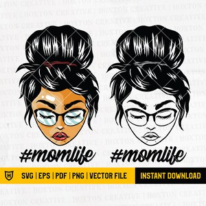 MomLife のおだんごヘア SVG ファイル | カラー Momlife SVG | ママ SVG | ママ PNG | Mom Life Png | 妻へのギフト SVG | Mom Life SVG | ママ シャツ | カット ファイル
