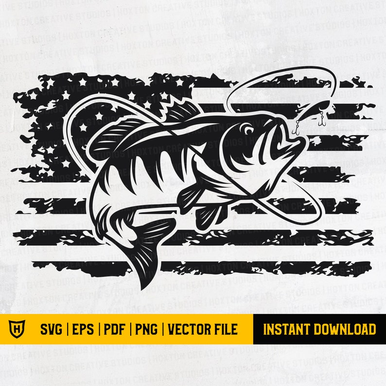 USA Bass Fish Flag Svg USA bass Fish Us bass angling Svg | Etsy