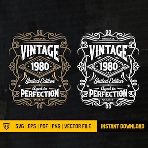 40th Birthday Shirt | 40th Birthday Svg | 1980 Aged to perfection | Vintage 1980 Svg | Aged to Perfection Svg | 40th Birthday Gift Idea