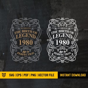 Vintage 1980 - The Birth of Legend | Aged to Perfection | 40th Birthday Shirt | Aged to perfection svg | 40th Birthday Gift | Cut Files