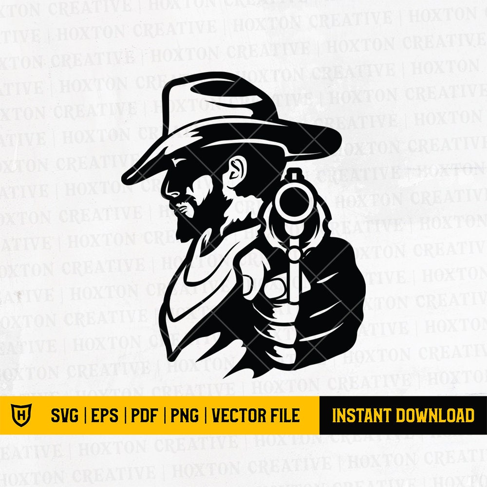 Cowboy Outlaw Svg File | Cowboy Svg | Cowboy with Gun Svg | Scarf Cowboy Svg | Western Rodeo Svg | Horse Ranch Svg | Old Wild West