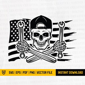 USA Skull Mechanic Svg | Mechanic Svg | Mechanic Shirt | Skull USA Flag | Patriotic Mechanic Svg | Wrenches Svg | Mechanic Skull | Cut Files