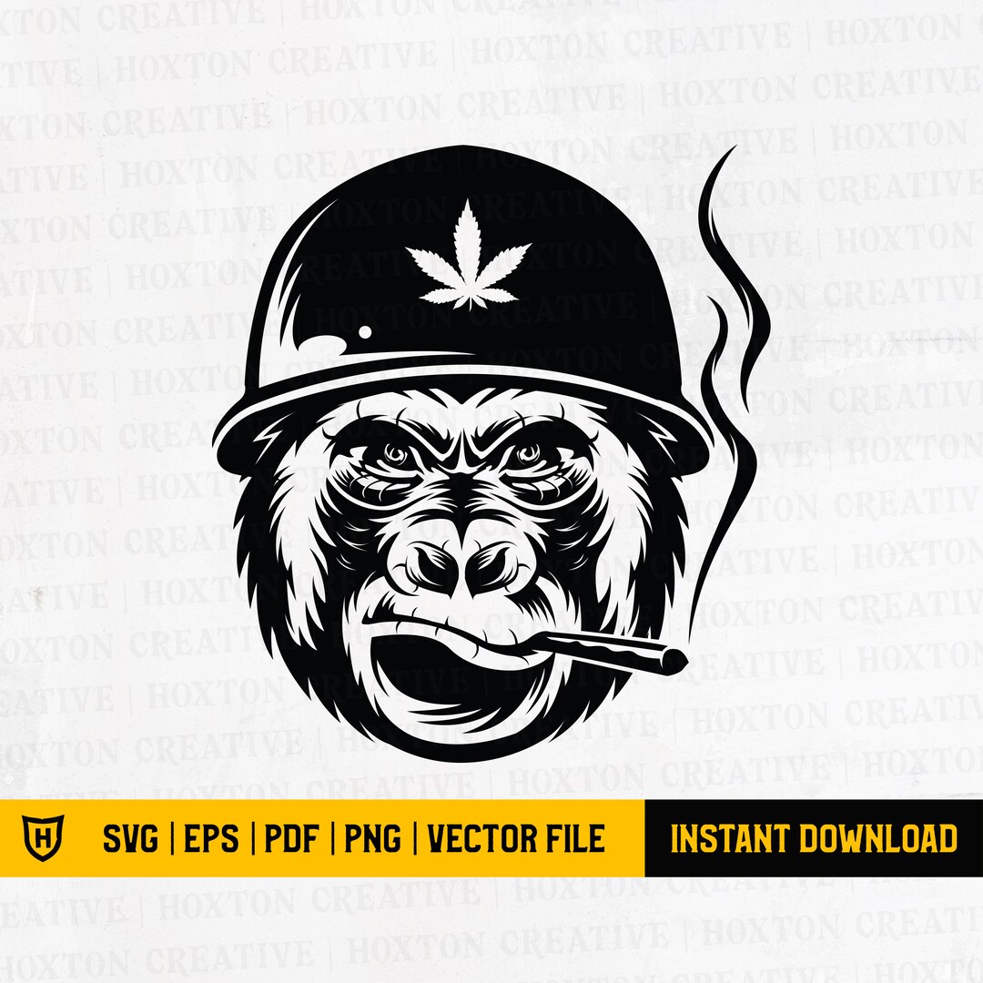Rasta Monkey Smoking Joint Svg | Animal Smoking Weed | Gorrilla Smoking ...