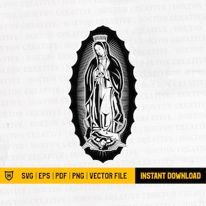 Mother Mary Illustration | Virgin Mary Svg | Mary Mother of God | Christian Svg | Church Svg | Religious Svg | Virgen De Guadalupe