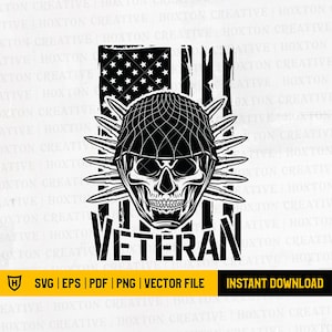 USA Veteran Skull Svg File | Military Svg | Army Svg | Patriotic Veteran Svg | US Army Veteran Svg | Veteran Skull Svg | Cutting Files