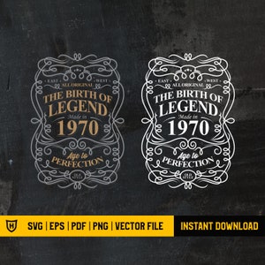 Vintage 1970 - The Birth of Legend | Aged to Perfection | 50th Birthday Shirt | Aged to perfection svg | 50th Birthday Gift | Cut Files