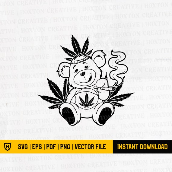 Teddy Bear Smoking Marijuana Svg | Stoned Bear Svg | Smoking
