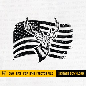 Rehkopf Disstressed US Flagge SVG | Hirsch Clipart | Hirsch-Jagd-Svg | Hirsch Png | Hirsch Tier SVG | Jagd-Svg | Hirsch Shirt | Hirsch Sticker |