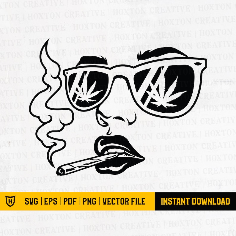 Download Girl Smoking Joint Svg Lady in Glasses Smoking Weed | Etsy