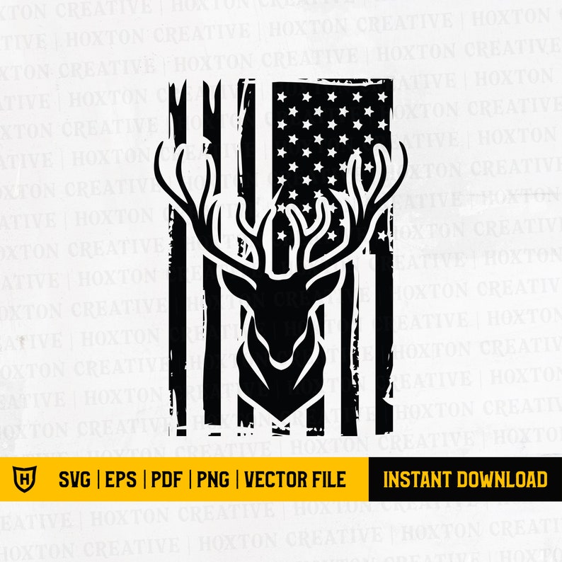Download USA Deer Distressed Flag Svg Deer Head Svg Deer Clipart | Etsy