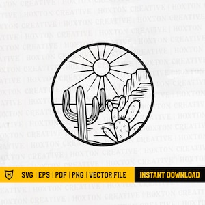 Cactus Svg File | Cactus Cut File | Desert Scene Svg | Cactus Scene Svg | Mountain Scene Svg | Cactus Patch Svg | Cutting File