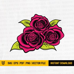 Roses Illustration Svg | Red Roses | Rose Svg | Rose Clipart | Cut Files