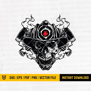 Firefighter Skull Svg File | Fireman Svg | Smoke Firefighting | Skeleton Axe | Hero Helmet | Fire Rescue | Cutting File