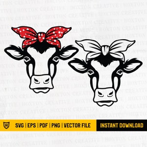 Heifer Cow Bandana SVG | Cow Face Svg | Cow Head Svg | Farm Svg | Farm Milk Svg | Silhouette Svg | Vector Svg | Clip Art