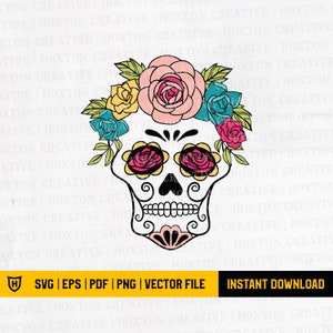 Sugar Skull Svg File | Sugar Skull Cut File | Sugar Skull Clip Art | Sugar Skull Svg | Day of the dead | Dia de Los Muertos