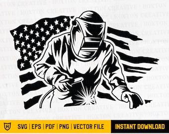 Schweißen USA Flagge SVG | Amerikanischer Schweißer SVG | Schweißen Stahl Metall SVG | Fackel Maske Mechaniker SVG | Eisenarbeiter SVG | Pfeifenfitter SVG