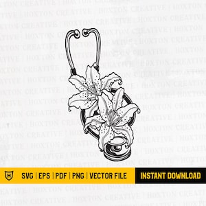Stethoscope Floral Svg File | Floral Stethoscope Svg | Nurse Life Svg | Doctor Life Svg | Heart Stethoscope with Flowers | Cutfiles