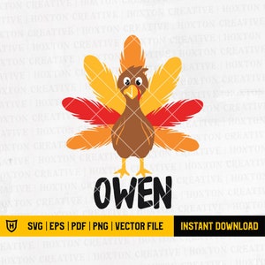 Boy Turkey Svg | Thanksgiving Svg | Fall Cut Files | Boys Monogram Svg | Kids Shirt Design | Autumn Baby Clipart | Cutting File