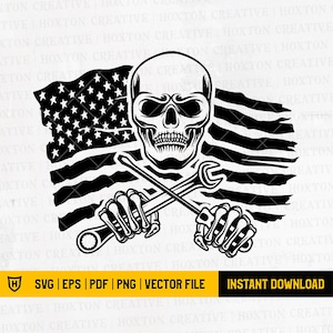 US Skull Mechanic Svg File | Mechanic Shirt | Patriotic Mechanic Svg | Wrenches Svg | Mechanic Skull | Mechanic Svg | Cut Files