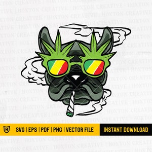 Cannabis Dog Svg File | Rasta Dog Smoking Weed Svg | Stoned Dog Svg | Smoking Dog Svg | Joint Blunt Svg | Cutting Files
