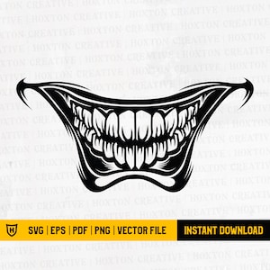 Joker Smile Clown Svg | Laughing Clown Svg | Funny Mouth Svg | Mask Evil Svg | Grinning Teeth Svg | Cut File