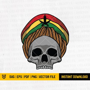 Rastas Skull Svg File | Smoking Marijuana Svg | Skull Weed Svg | Cannabis Rasta Skull Svg | Cannabis Skull Svg | Cutfiles