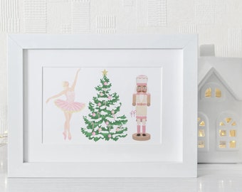 Nutcracker Pink Christmas Printable Wall Art, Nutcracker Christmas Decor, Nutcracker Christmas Print, Nutcracker Art, Nutcracker Printable