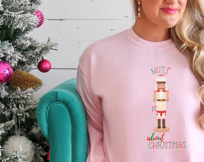 Nutcracker Pink Christmas Sweatshirt for Women, Christmas Sweater, Christmas Jumper, Holiday Apparel, Nutcracker Christmas Lover Shirt