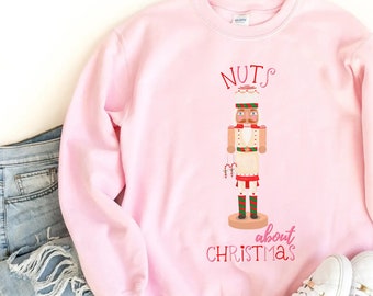 Nutcracker Pink Christmas Sweatshirt for Women, Pink Christmas Sweater, Pink Christmas Jumper, Pink Holiday Apparel, Pink Christmas Shirt