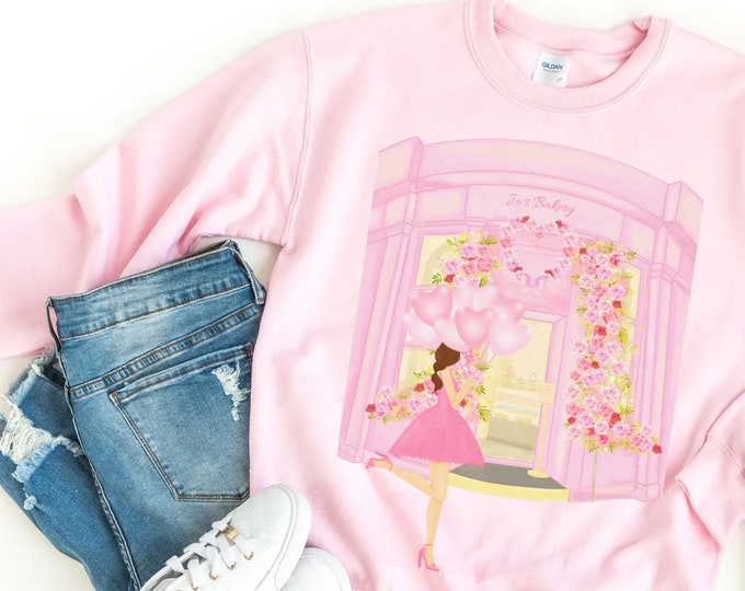 Customizable Girly Light Pink Sweatshirt for Women - Custom crewneck sweater - Watercolor aesthetic sweatshirt - Cute trendy sweatshirt