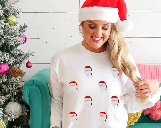 Santa Christmas sweatshirt for women, Santa Christmas Sweater, Santa Holiday Apparel, Christmas Jumper, Winter Sweater, Christmas Apparel