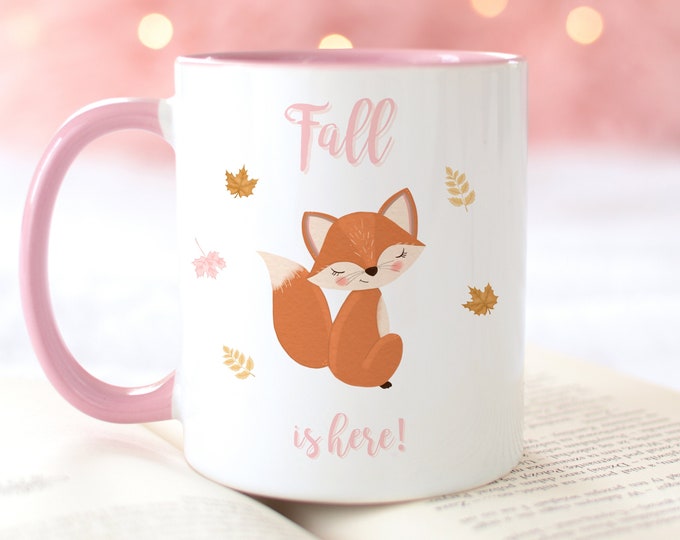 Fall Is Here Coffee Lovers Mug, Watercolor Fox Design, Autumnal Vibes, Soft Aesthetic Cup