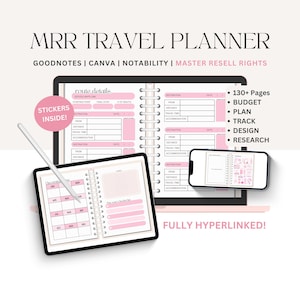 Master-Resell-Rechte Digitaler Reiseplaner PLR Digitale Produkte Reisetagebuch MRR Digitaler Reiseplaner MRR Canva-Planer-Vorlage Reiseplan