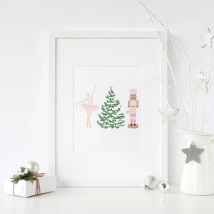 Vintage Nussknacker rosa Weihnachten druckbare Wandkunst, rosa Nussknacker Weihnachtsdekor, rosa Weihnachtsdrucke, der Nussknacker druckbare