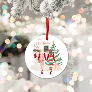 Personalized BFFs friends ornament, Best friend Christmas ornament, Christmas 2021 ornament, Personalized Christmas ornaments, Watercolor