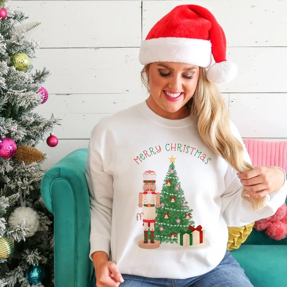 Nutcracker Christmas Sweatshirt for Women Pink Christmas Sweater Christmas Gift Idea Holiday Jumper Cute Christmas Tree Sweatshirt Etsy