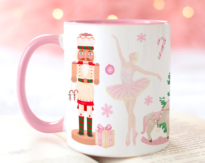 Pink Christmas Mug Pink Girly Christmas Gifts for Her Handmade Design Coffee Lover Mug Gift For Mom Pink Red Or White Mug 11 & 15oz Mug