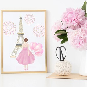 Personalisierte Paris Schlafzimmer Dekor, Paris Mode-Illustration, personalisierte Paris Dekor, Benutzerdefinierte druckbare Wandkunst, Girly Art Wohnung Dekor