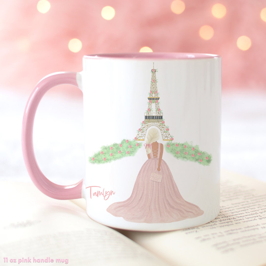 Paris Mug, Paris Customized Mug, Valentine Mug, Pink Girly Mug, Custom Mug, Eiffel Tower Paris
