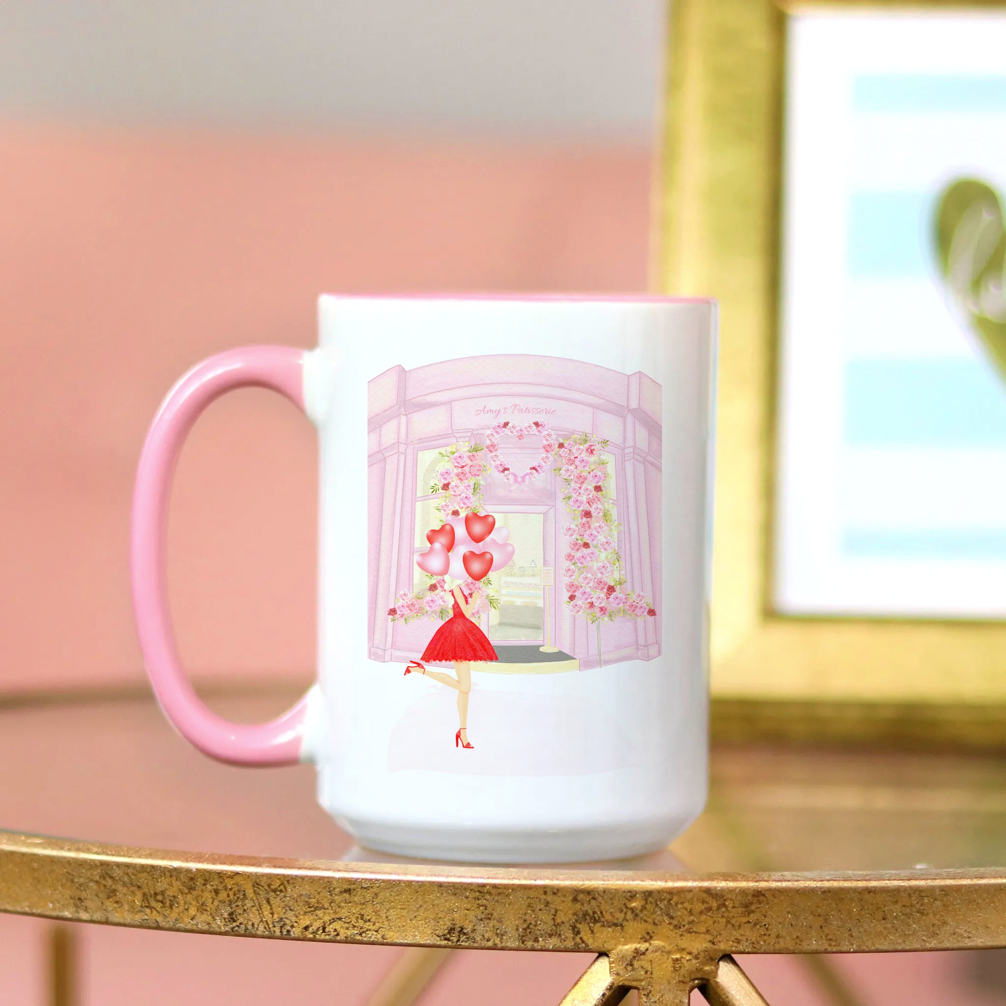 Customised girly aesthetic pink mug, Valentines day gift idea for