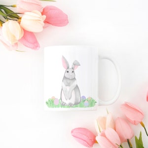 Watercolor Illustration Rabbit Mug - Aesthetic Coffee Mug - Easter bunny mug - Easter decor - Easter gift ideas - Easter table decor